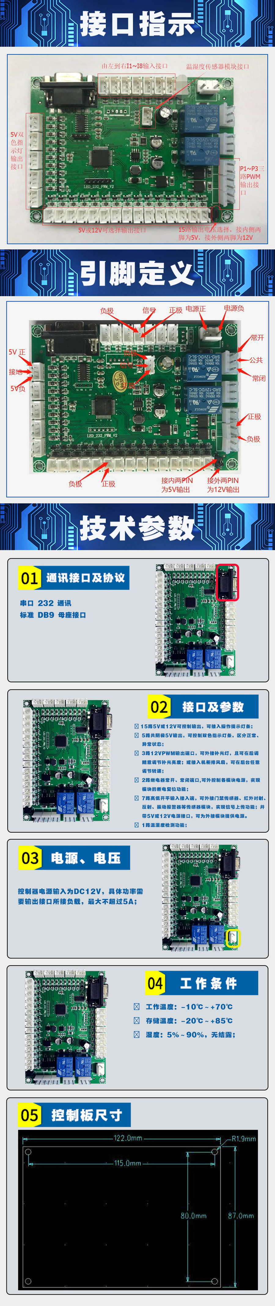 自助終端機(jī)專用控制模塊指示燈人體感應(yīng)溫濕度傳感器電路板軟件開發(fā)